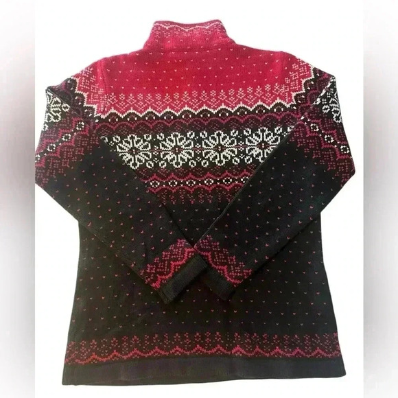 Vintage Northern Reflection Fair Isle Knit Nordic Sweater Winter Red Black White - Picture 4 of 4